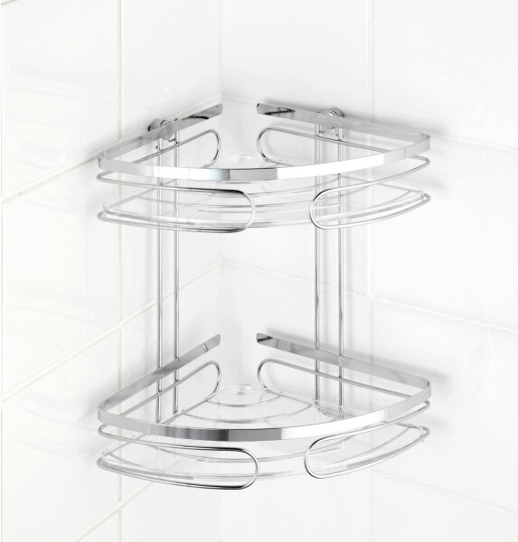 WENKO 20412100-Rohový regál PREMIUM EDELSTAHL 26,5x27,5 cm nerez/stříbrná