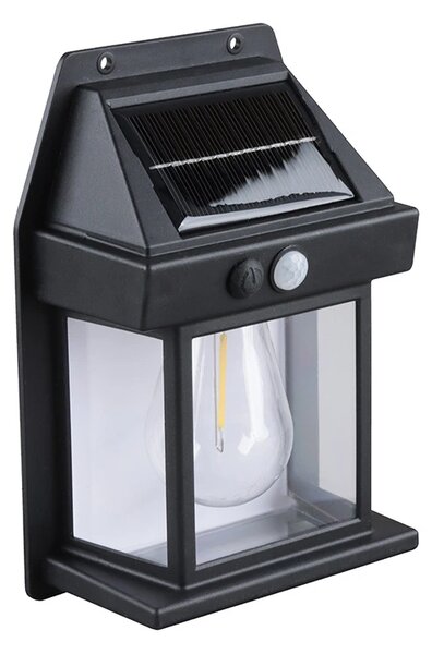 SOLIGHT LED solární lucerna nástěnná, teplá bílá, 12x17cm, černá