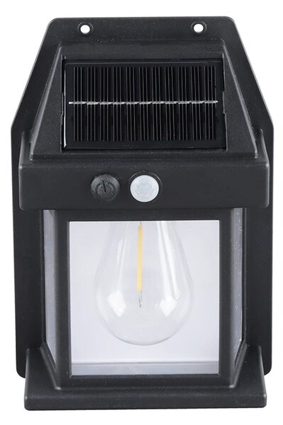 SOLIGHT LED solární lucerna nástěnná, teplá bílá, 12x17cm, černá