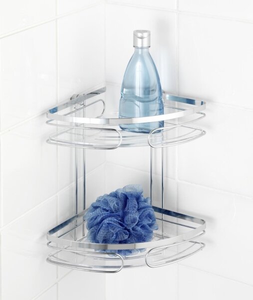 WENKO 20412100-Rohový regál PREMIUM EDELSTAHL 26,5x27,5 cm nerez/stříbrná