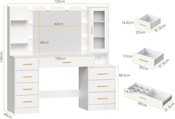 Kaptafel – Kosmetický stolek – Toaletní stolek – Stolek na líčení – Toaletní stolek