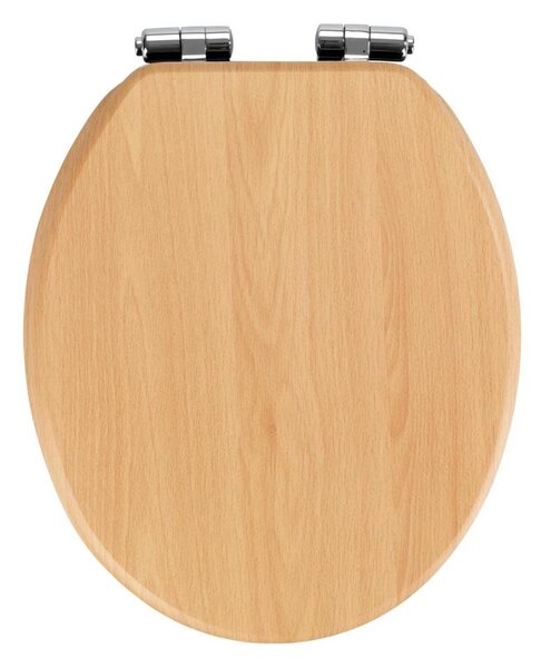 WENKO 22979100-WC sedátko NATURAL BEECH 35,5x42,5 cm hnědá/stříbrná