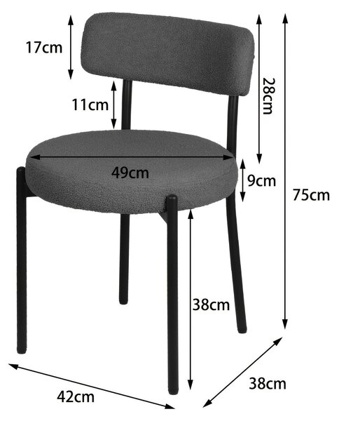 Jídelní židle - Židle - Sady jídelních židlí - Židle do kuchyně - Židle k jídelnímu stolu - Sada 4 kusů - Látka bouclé