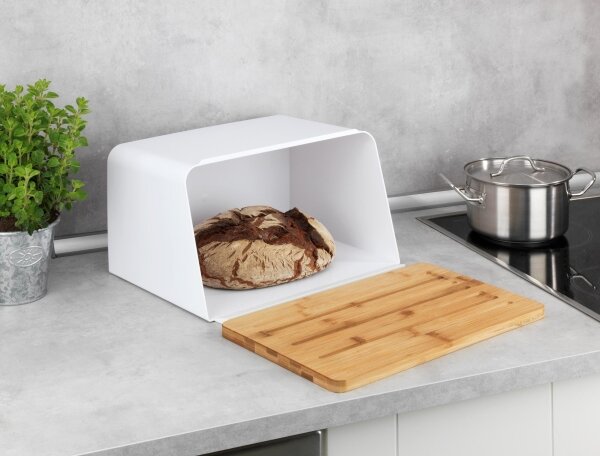 WENKO 54099100 - Chlebník KUBO 35x26,5 cm bílá/hnědá