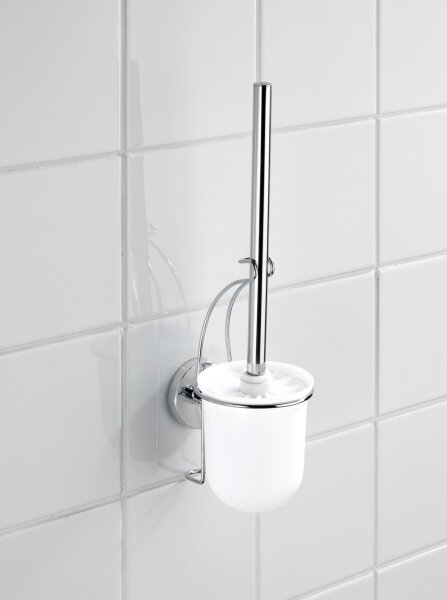 WENKO 20898100-WC štětka VACUUM-LOC MILAZZO 10x34 cm nerez/lesklý chrom/bílá