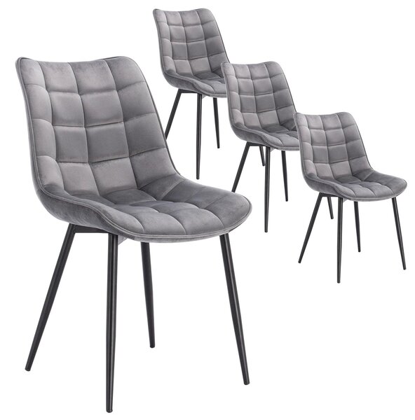 Jídelní židle - Židle - Židle s potahem imitujícím kůži - Kovové nohy - Ergonomický design - Protiskluzové podložky na nohou