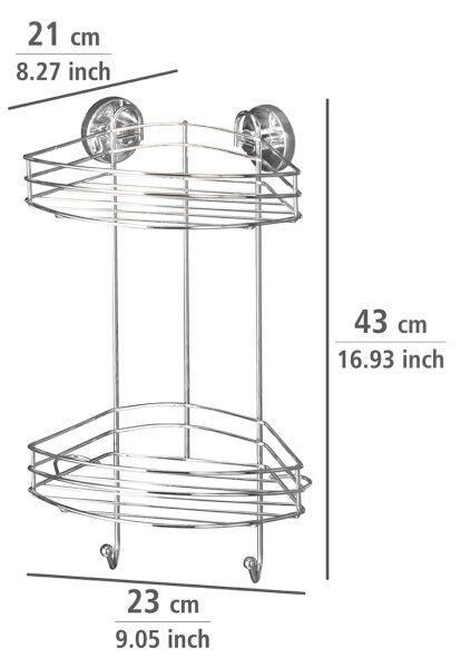 WENKO 20885100-Rohový regál VACUUM-LOC RUND STAH 24,5x41 cm lesk. chrom