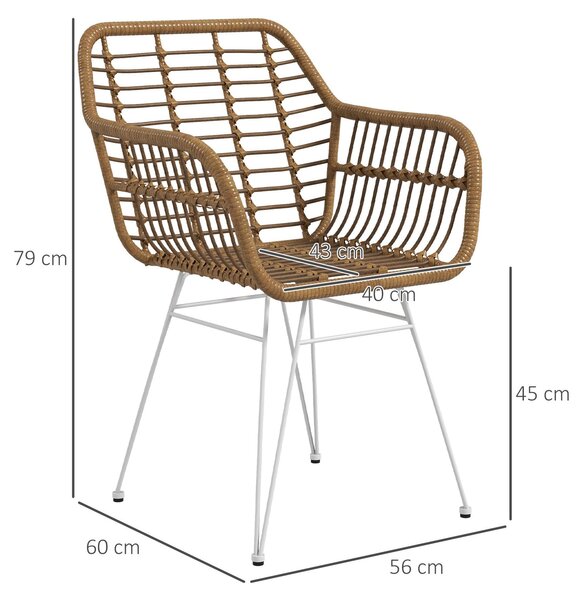 Boho židle – Kuchyňské židle – Jídelní židle – Ratanové židle – Zahradní židle – Sada 2 kusů – Ratan z plastu (PE)