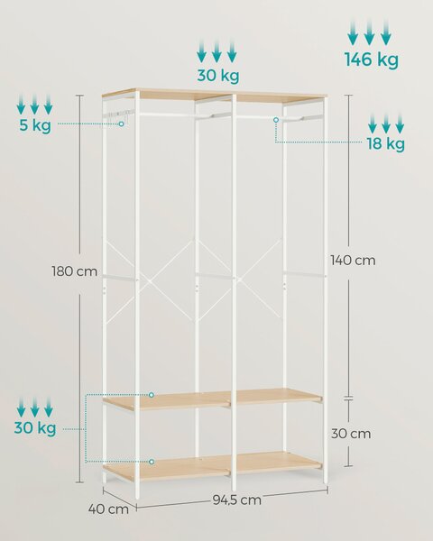 OTEVŘENÁ ŠATNÍ SKŘÍŇ, 94,5/180/40 cm - Šatní skříně, Online Only