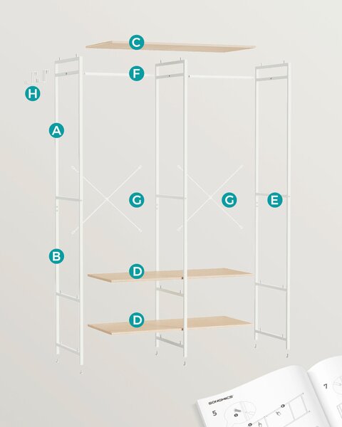 OTEVŘENÁ ŠATNÍ SKŘÍŇ, 94,5/180/40 cm - Šatní skříně, Online Only