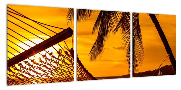 Západ slunce na pláži, obraz (90x30cm)