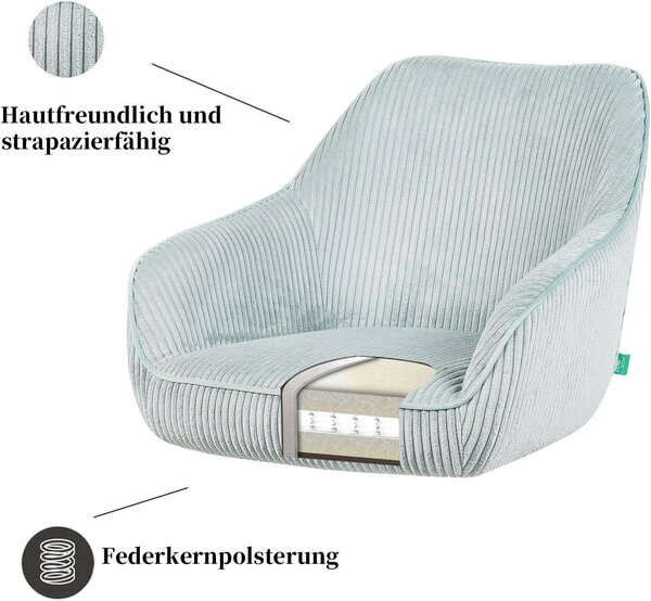 Křeslo - Jídelní židle - Kuchyňská židle - Židle s kolečky - Houpací křeslo - Světlomodrá barva - Otočné o 360°
