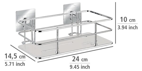 WENKO 23854800-Polička TURBO-LOC QUADRO ED. 24x14,5 cm nerez/lesk. chrom