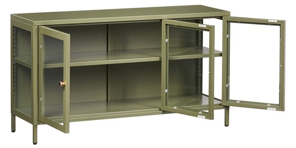Prosklená komoda NEWPORT Kov 115 cm Zelená