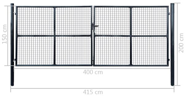 Vstupní brána do zahrady - Zahrádková brána - Plot - Vstupní brána do oplocení - Brána do oplocení - Pozinkovaná ocel - 400 x 150 cm