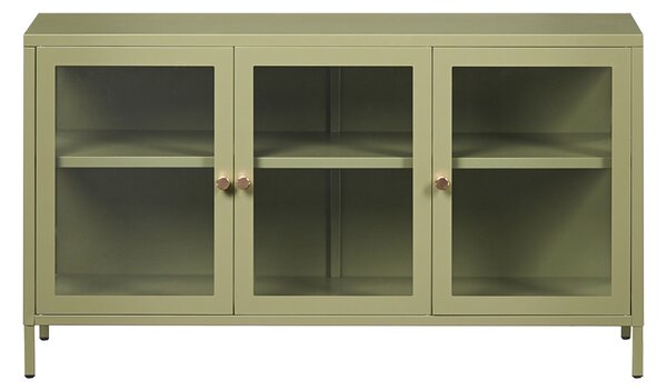 Prosklená komoda NEWPORT Kov 115 cm Zelená