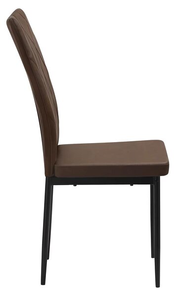 Židle - Jídelní židle - Sada 4 jídelních židlí - Kožené potahy - Ergonomický design - Kovové nohy - Vysoké opěradlo