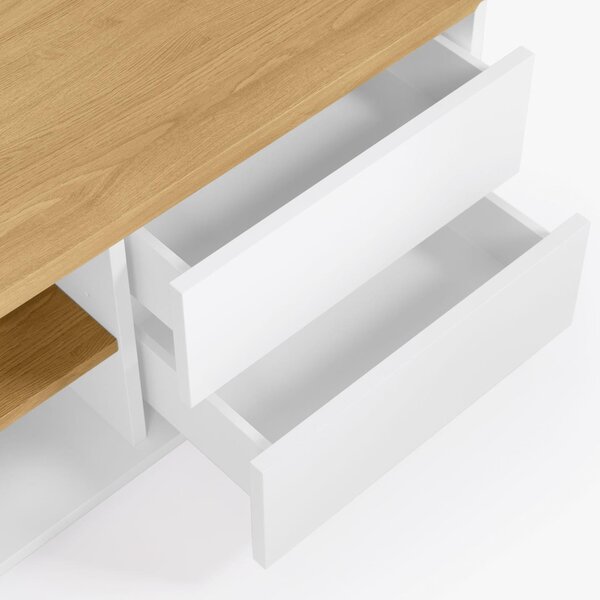 Bílý lakovaný TV stolek Kave Home Abilen 200 x 36 cm
