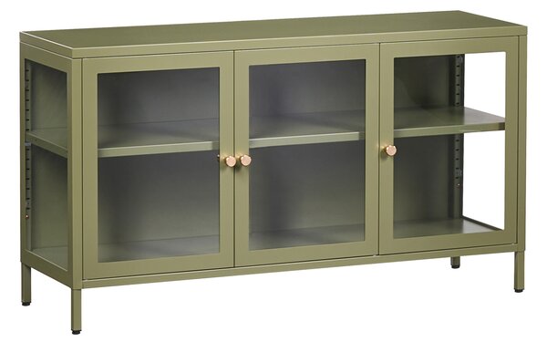 Prosklená komoda NEWPORT Kov 115 cm Zelená