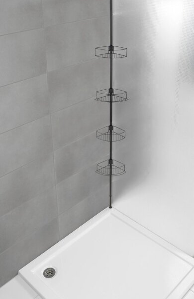 WENKO 24568100-Rohová police DOLCEDO 31x230 cm nerez/černá