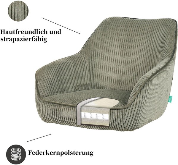 Křeslo do jídelny - Židle - Jídelní židle - Černé nohy - Zelený potah - Otočné o 360°
