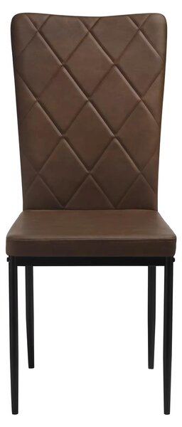 Židle - Jídelní židle - Sada 4 jídelních židlí - Kožené potahy - Ergonomický design - Kovové nohy - Vysoké opěradlo