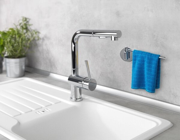 WENKO 5639100 - Držák na utěrky TURBO-LOC KÜCHE 23x6,5 cm nerez/stříbrná