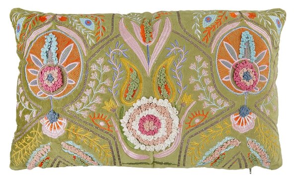 BOHEMIAN Polštář 50 x 30 cm květiny - zelená