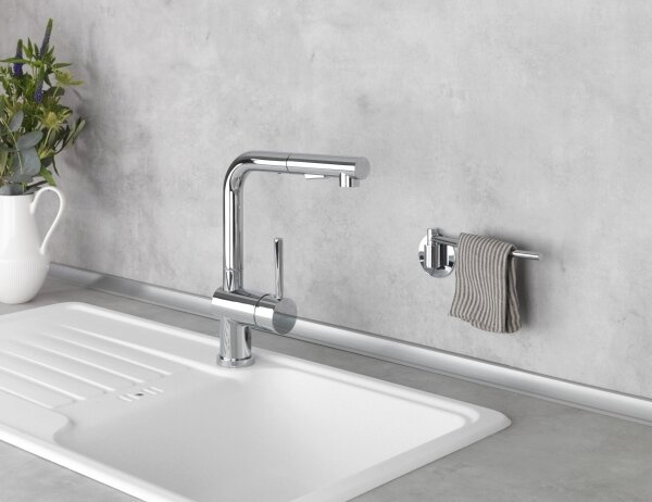 WENKO 5639100 - Držák na utěrky TURBO-LOC KÜCHE 23x6,5 cm nerez/stříbrná