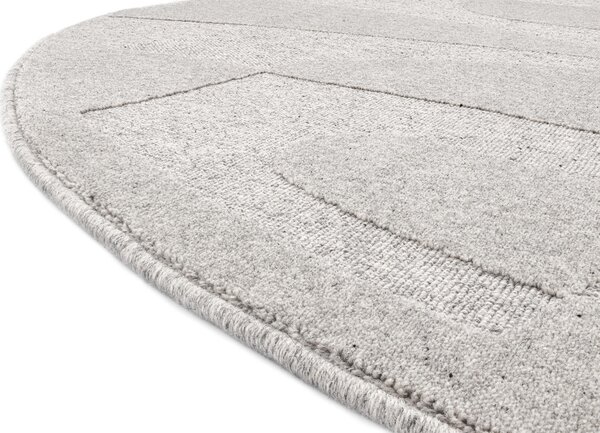 Kulatý koberec vlněný Agnella Morphic Botanica světle šedý Rozměr: průměr 120 cm