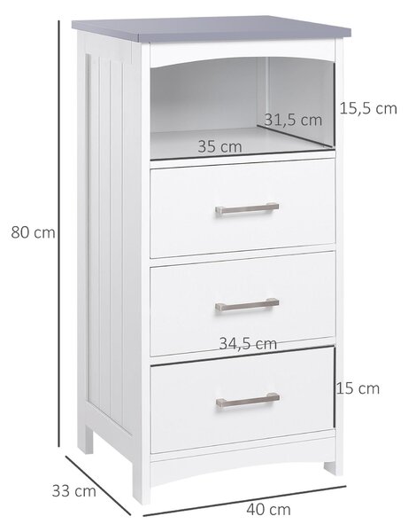Skříňka do koupelny - Úložná skříň - Vysoká skříň - Skříňka pod umyvadlo - Zrcadlová skříň - Rozměry: 40 x 33 x 80 cm
