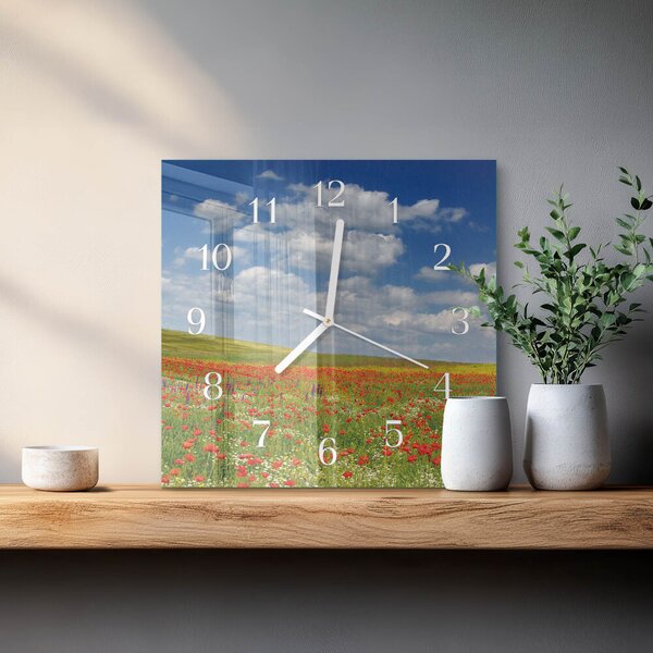 Skleněné hodiny Makové pole zskb-30x30-00082222