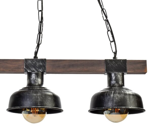 Závěsné svítidlo Faro, 3x černé kovové stínítko, b/dřevo