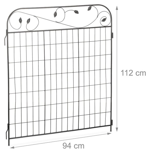Ohraničení zahrady - Dělicí prvky do zahrady - Zahrada branka - Dekorace do zahrady - Sada 4 kusů - Černě lakovaná ocel - 375 cm