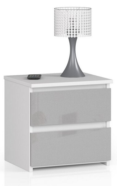 Noční stolek ARMARIA CL 2, 40x40x35, bílá/metalik lesk