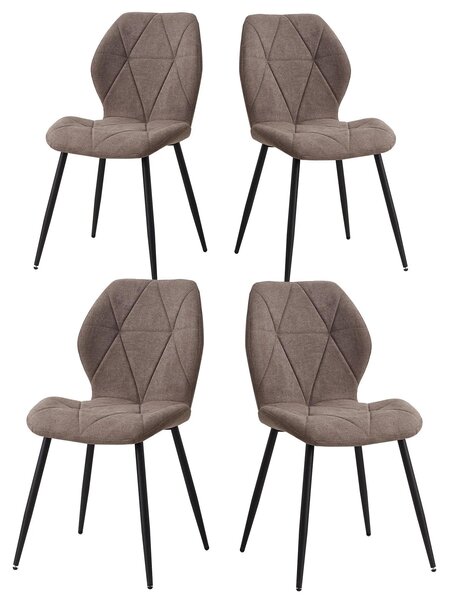 Sada čtyř jídelních židlí - Židle - Kuchyňská židle - Skandinávský minimalistický design - Barva: kaštanová