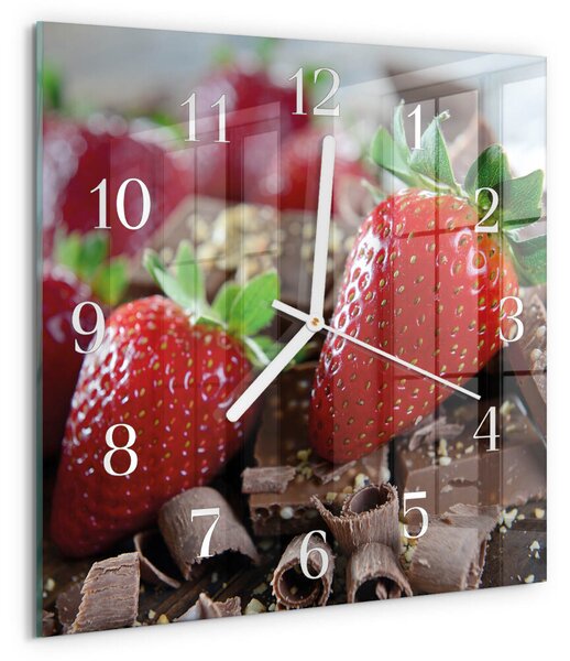 Skleněné hodiny Jahody zskb-30x30-00086740