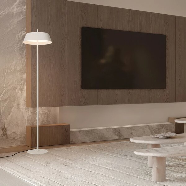 Nova Luce Bílá kovová stojací LED lampa Velio 147 cm