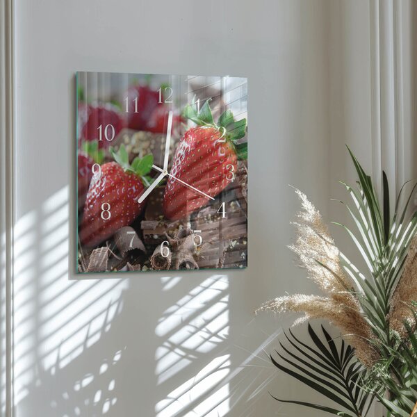 Skleněné hodiny Jahody zskb-30x30-00086740
