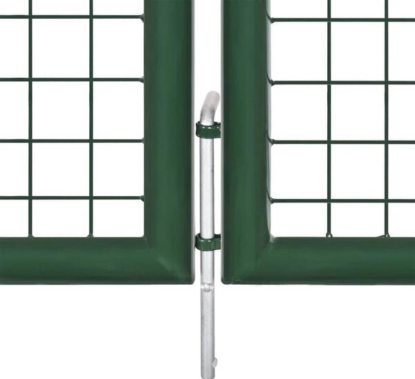 Kovový plotový panel zelený, rozměry 390 x 100 cm, odolný vůči povětrnostním vlivům, s moderním vzorem mřížky, vhodný pro zahradu a terasu
