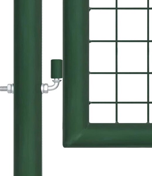 Kovový plotový panel zelený, rozměry 390 x 100 cm, odolný vůči povětrnostním vlivům, s moderním vzorem mřížky, vhodný pro zahradu a terasu
