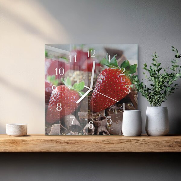 Skleněné hodiny Jahody zskb-30x30-00086740