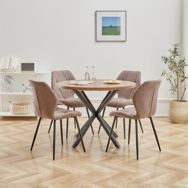 Sada čtyř jídelních židlí - Židle - Kuchyňská židle - Skandinávský minimalistický design - Barva: kaštanová