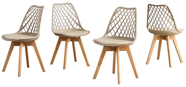 Jídelní židle – skandinávský design – potah z umělé kůže – barva khaki
