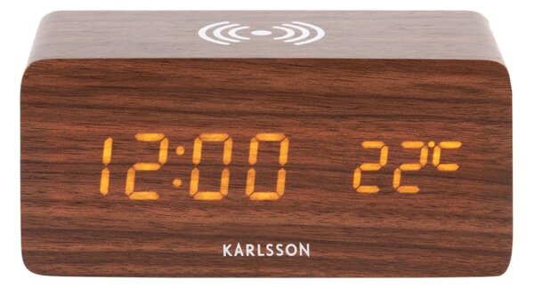LED budík-hodiny 5933DW Karlsson s nabíječkou smartphonů 15cm