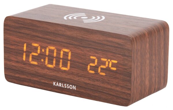 LED budík-hodiny 5933DW Karlsson s nabíječkou smartphonů 15cm