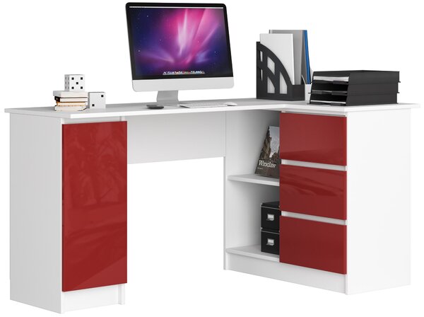 Moderní psací stůl SCYL155P, bílý / červený lesk