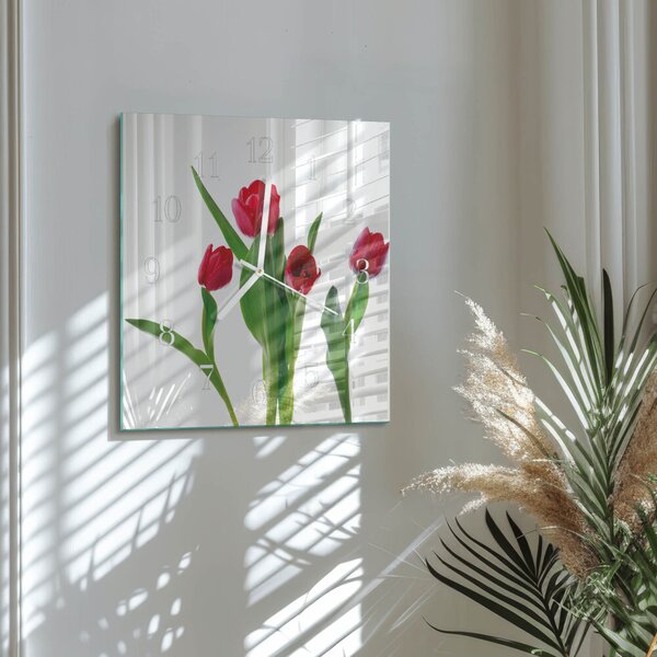 Skleněné hodiny Tulipány zskb-30x30-00087148