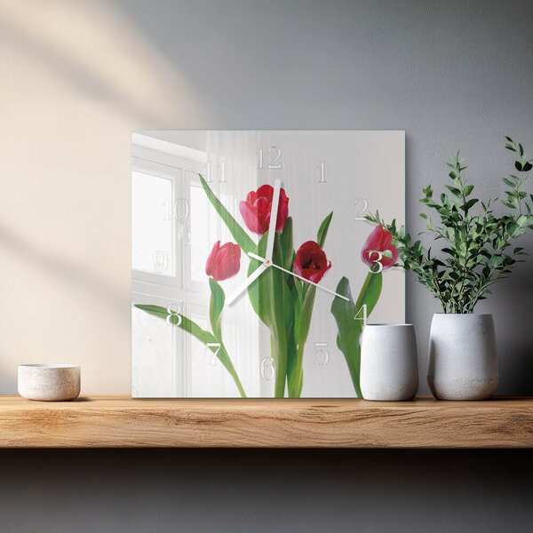 Skleněné hodiny Tulipány zskb-30x30-00087148