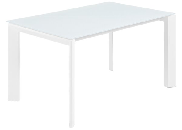Bílý skleněný rozkládací jídelní stůl Kave Home Axis 140/200 x 90 cm